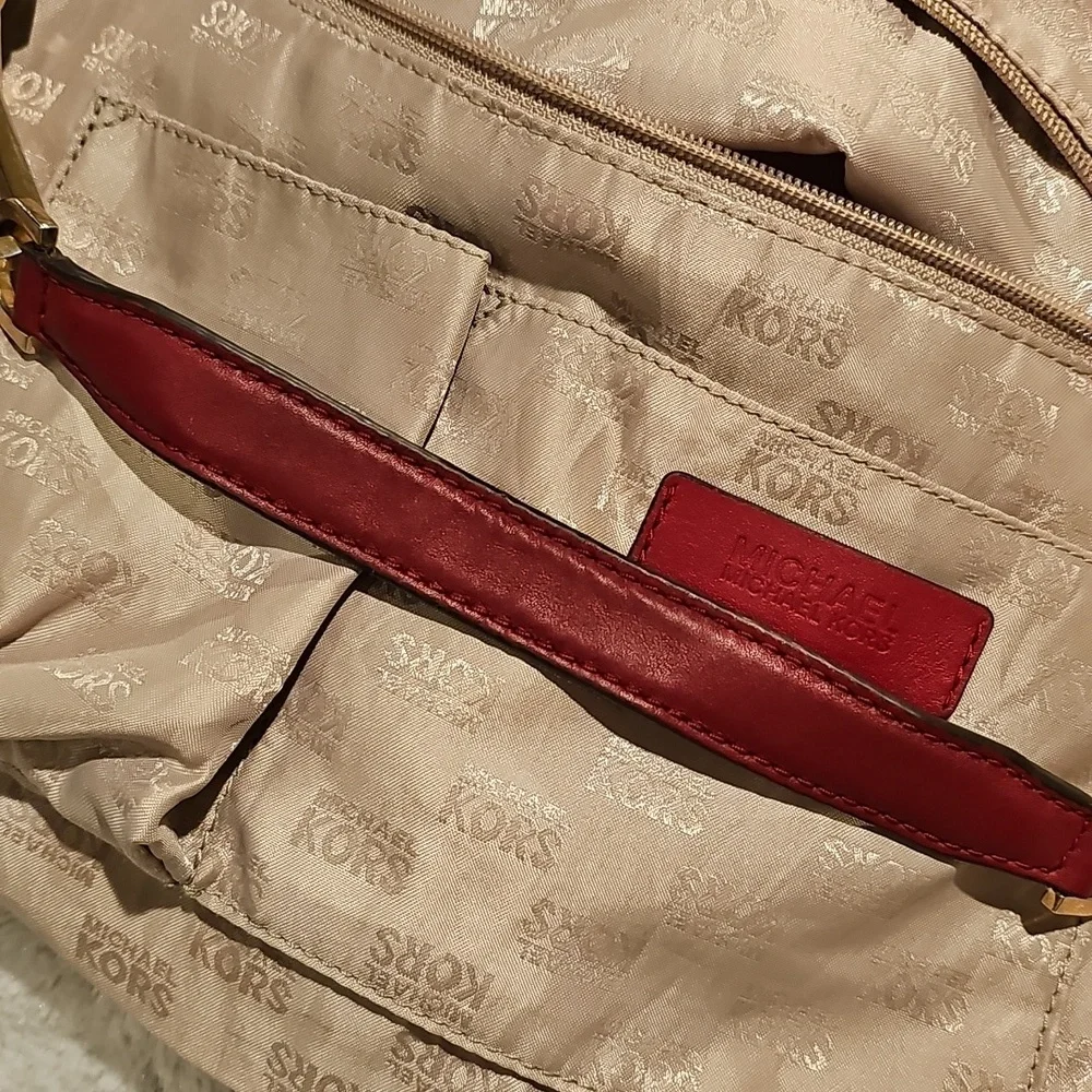Michael Kors Red Leather Shoulder Bag Good Condition